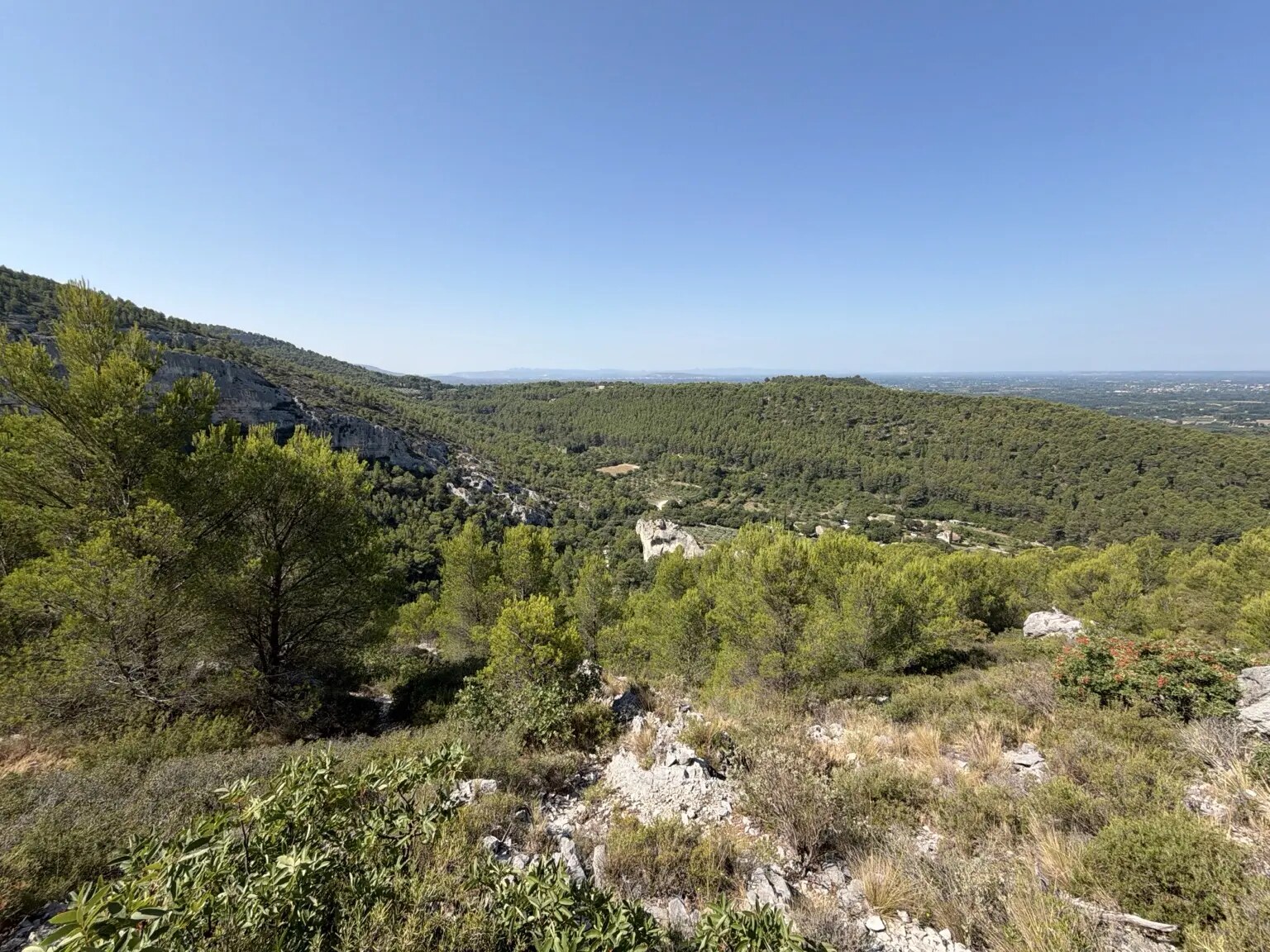 Panorama over de groene heuvels van de Vaucluse